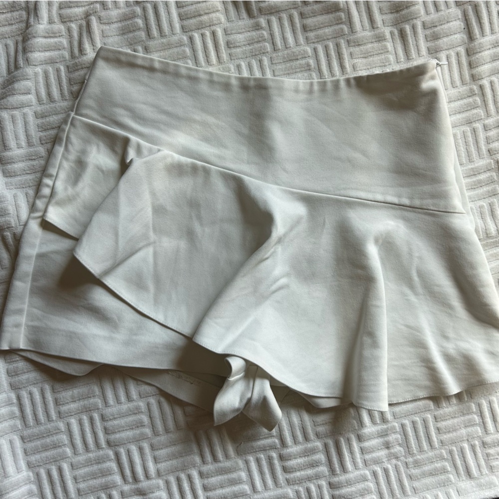 Zara Trf White Ruffle Mini Skort Skirt